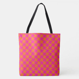 Bolsa Tote Padrão de Dogtooth Cor-de-Rosa Brilhante Chic