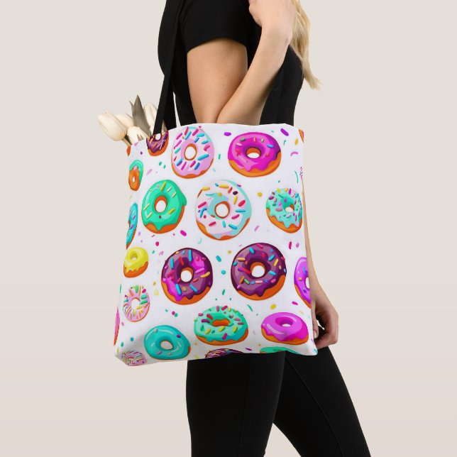 Bolsa Tote Padrão de donuts de creme delicioso (Close Up)