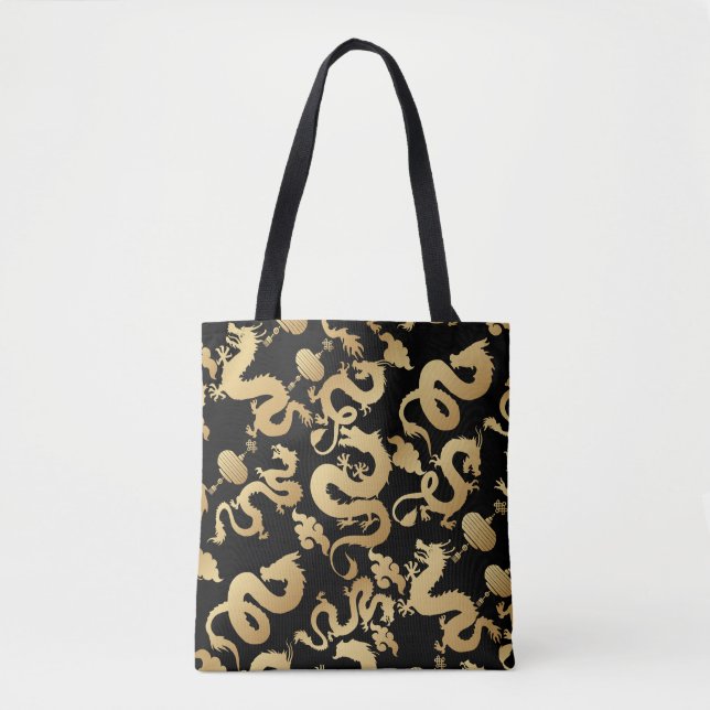 Bolsa Tote Padrão de Dragões ouros - BG (Frente)