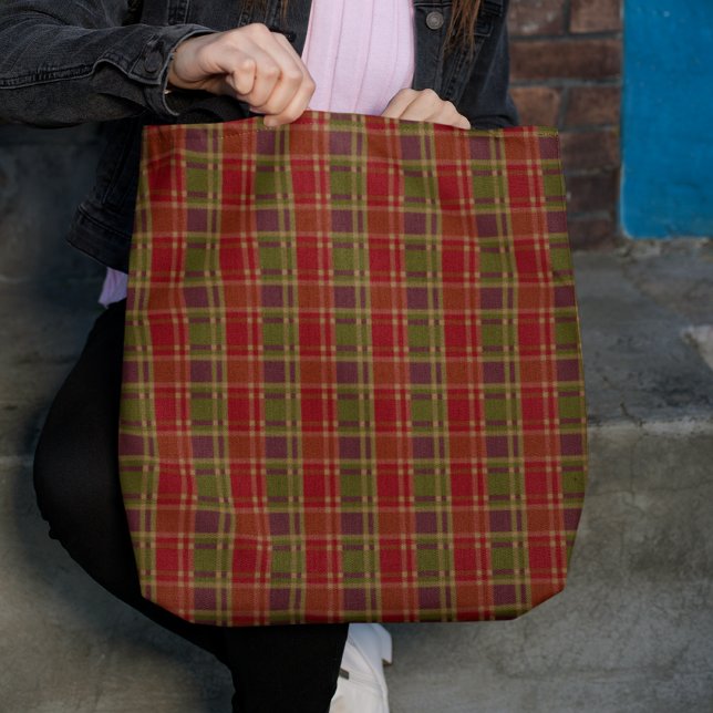 Bolsa Tote Padrão de "Elegância da Xadrez Rústica" (Criador carregado)