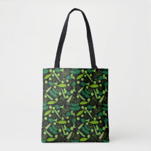 Bolsa Tote Padrão de ervilhas 01.bw preto BG