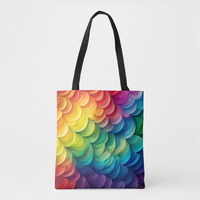 Bolsa Tote Padrão de escala do abstrato Rainbow (Frente)