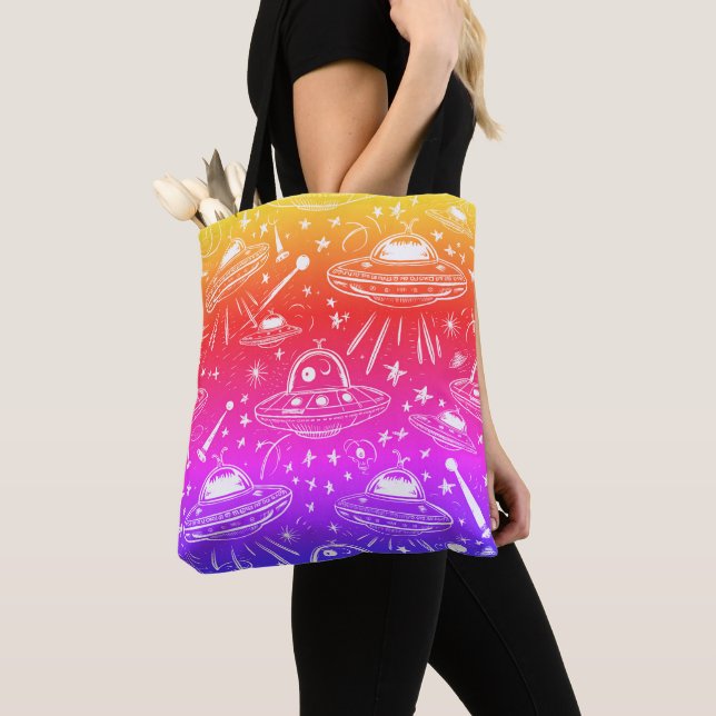 Bolsa Tote Padrão de espaçamento colorida (Close Up)