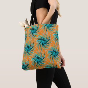 Bolsa Tote Padrão de espiral - Azul verde-lacrimogênio Amarel