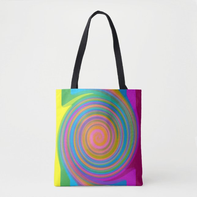 Bolsa Tote Padrão de espiral colorido (Frente)