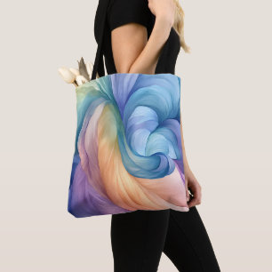 Bolsa Tote Padrão de espiral de fumo do arco-íris