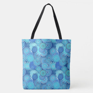 Bolsa Tote Padrão de espiral frontal, azul de cobalto