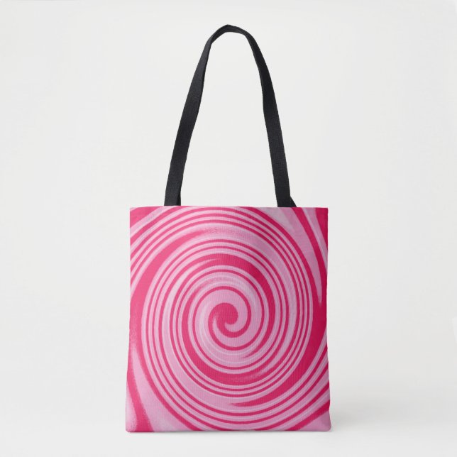 Bolsa Tote Padrão de espiral vermelho e rosa (Frente)
