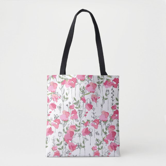 Bolsa Tote Padrão de estação sem costura com ervilha doce. Se (Frente)