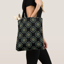 Bolsa Tote Padrão de Estilo Asiático Dourado e Verde