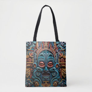 Bolsa Tote Padrão de estilo de arte 3D de papel vibrante trib