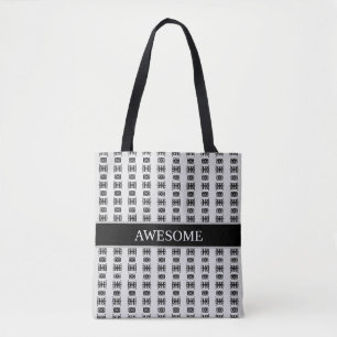 Bolsa Tote Padrão de estrela abstrata elegante em preto sobre