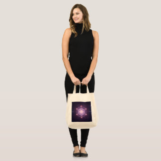Bolsa Tote Padrão de Estrela de Geometria Sagrada Luminosa