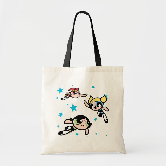 Bolsa Tote Padrão de Estrela de Raparigas Powerpuff (Frente)