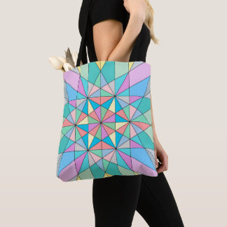 Bolsa Tote Padrão de Estrela Triangular em Mosaico Pastel Col