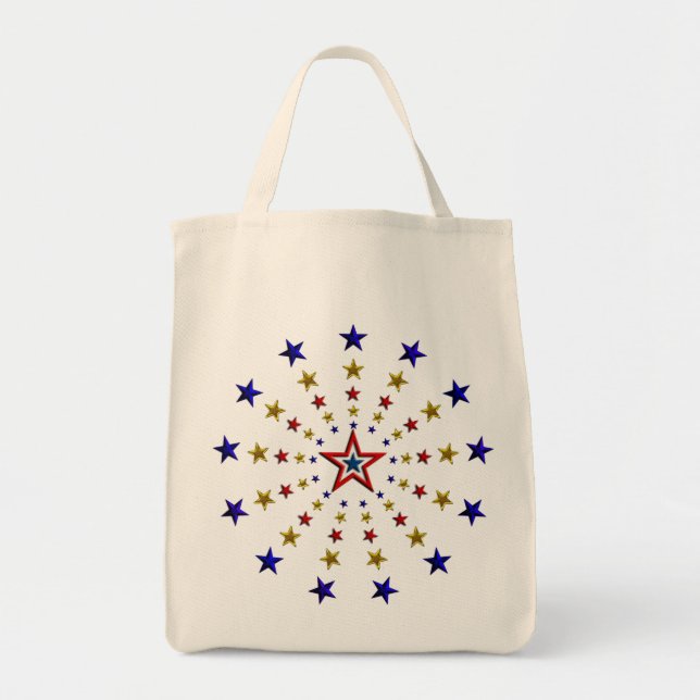 Bolsa Tote Padrão de Estrelas Patrióticas (Frente)