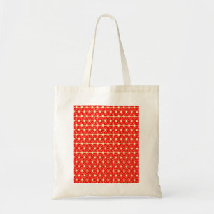 Bolsa Tote padrão de estrelas vermelhas com linha amarela