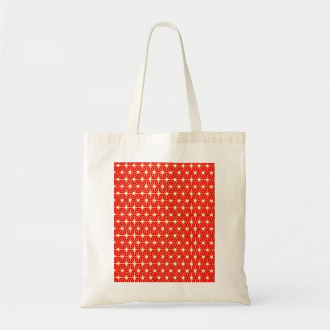 Bolsa Tote padrão de estrelas vermelhas com linha amarela (Frente)