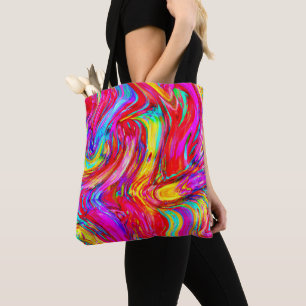 Bolsa Tote Padrão de explosão de cor abstrato