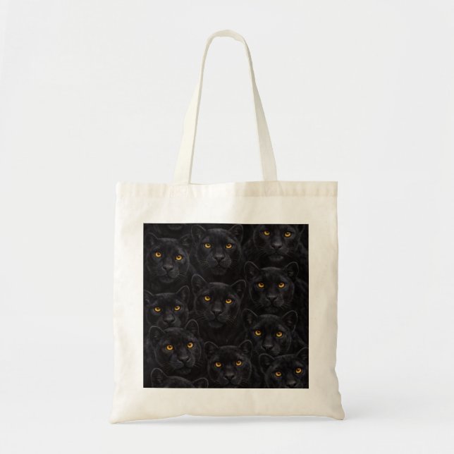 Bolsa Tote Padrão de Faces da Pantera Negra com Olhos Dourado (Frente)