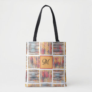 Bolsa Tote Padrão de Faixa de Abstrato Geométrica Colorido