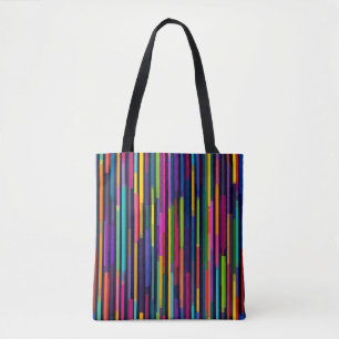 Bolsa Tote Padrão de Faixa Vertical Neon