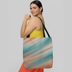 Bolsa Tote Padrão de faixas diagonais de cores pastel macio