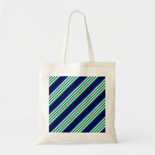 Bolsa Tote Padrão de faixas verdes e brancas com azul-marinho