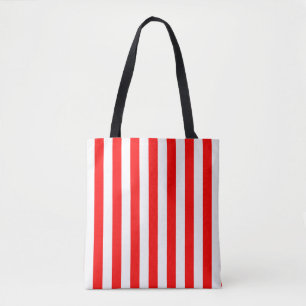 Bolsa Tote Padrão de faixas verticais de tamanho grande verme