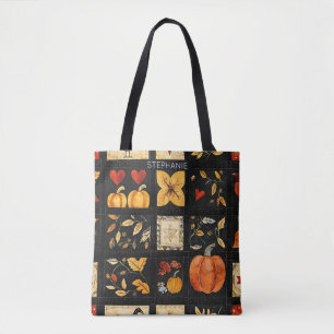 Bolsa Tote Padrão de Filtro de Arte Folk do outono Patchwor