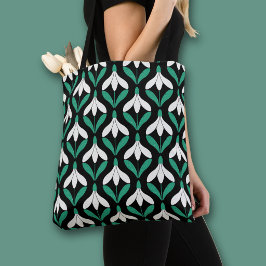 Bolsa Tote Padrão de floco de neve retrô escandinavo moderno 