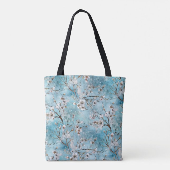 Bolsa Tote Padrão de Flor Branco (Verso)