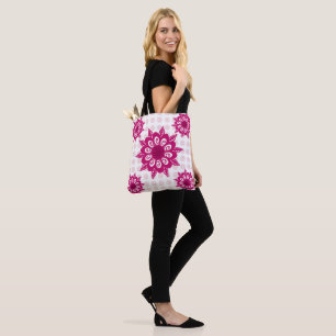 Bolsa Tote Padrão de Flor de Caleidoscópio Abstrato Colorido