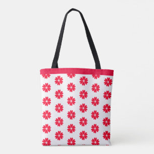 Bolsa Tote Padrão de Flor de Coração Vermelho Elegante em Bra