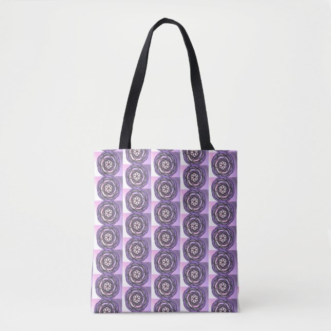 Bolsa Tote Padrão de Flor de Maracujá Roxa (Frente)