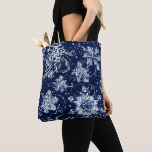 Bolsa Tote Padrão de Flor de Neve Inverno