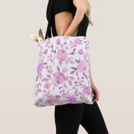 Bolsa Tote Padrão de Flor de Pastel