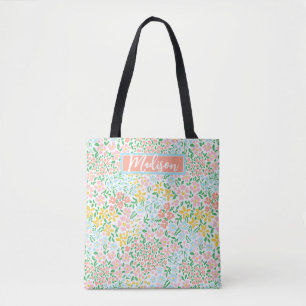 Bolsa Tote Padrão de Flor de Pastel Colorida Bonita