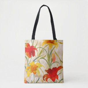 Bolsa Tote Padrão de flor de tulipa selvagem numa rua de cor