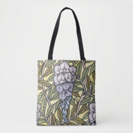Bolsa Tote Padrão de flor de wisteria art nouveau