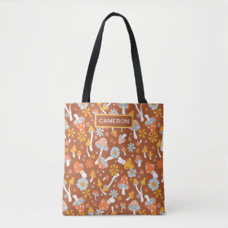 Bolsa Tote Padrão de Flor do Cogumelo Retroativo