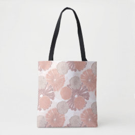 Bolsa Tote Padrão de Flor Dourado rosa