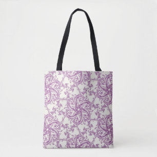bolsa tote padrão de flor medieval