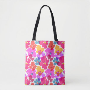 Bolsa Tote Padrão de Flor Neon Moderno Colorida