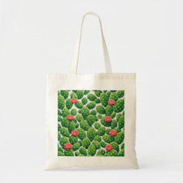 Bolsa Tote Padrão de Flor Rosa de Cacto Pêra Espinhosa em Aqu