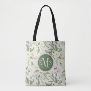 Bolsa Tote Padrão de Flor Verde do Jardim de Casa Molhada