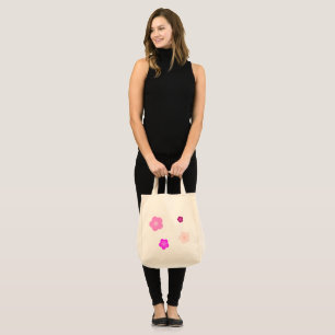 Bolsa Tote Padrão de flora roxa com gradiente de Primavera aq