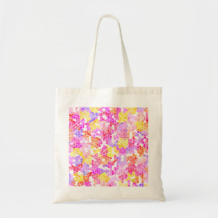 Bolsa Tote Padrão de flores de abstrato entre cinzas