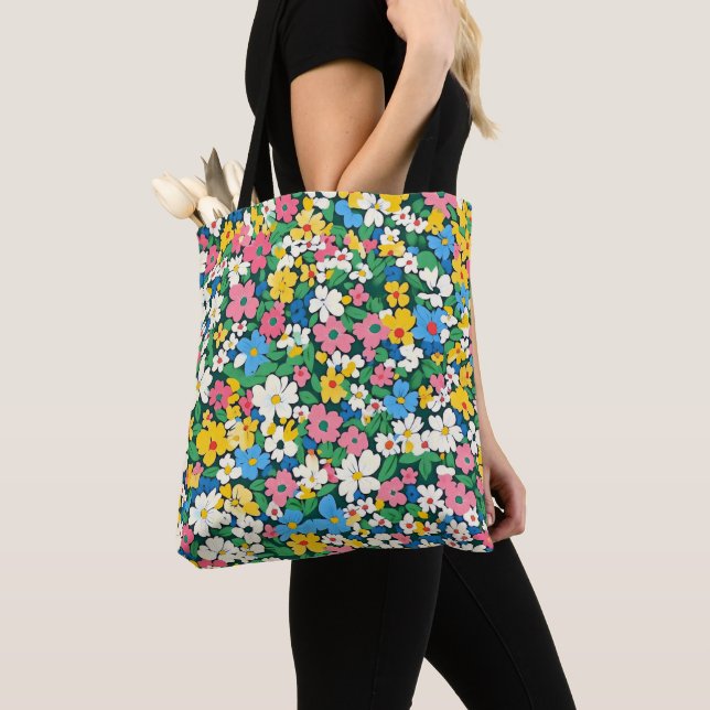 Bolsa Tote Padrão de Flores de Pequenas Molas (Close Up)