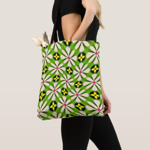 Bolsa Tote Padrão de Flores Estéticas